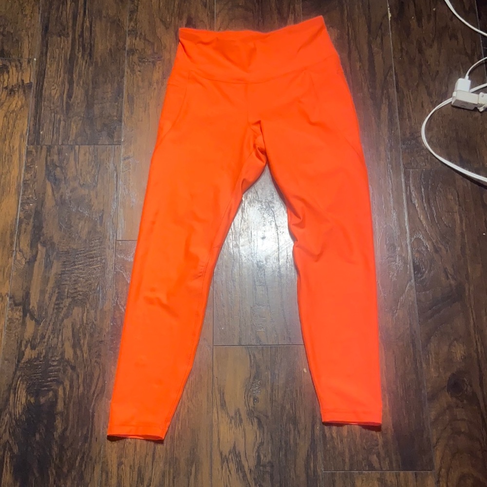 Neon orange exercise leggings